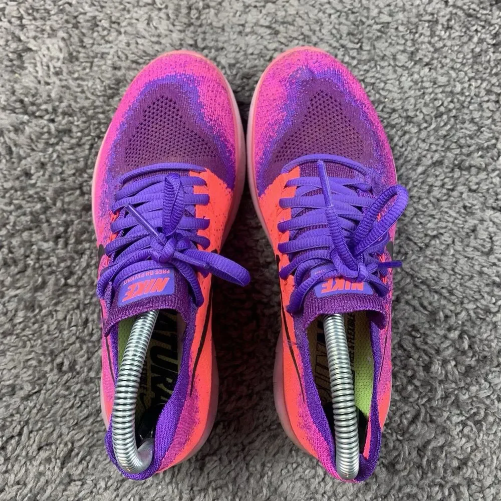 Nike Free RN Flyknit 2017 Womens Size 7.5 Pink Purple Athletic Shoes 880844-600